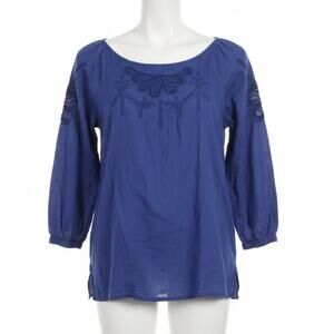 Nine West Vintage America Shirt Women XS Blue Boho Hippie Embroidered 3/4 Sleeve